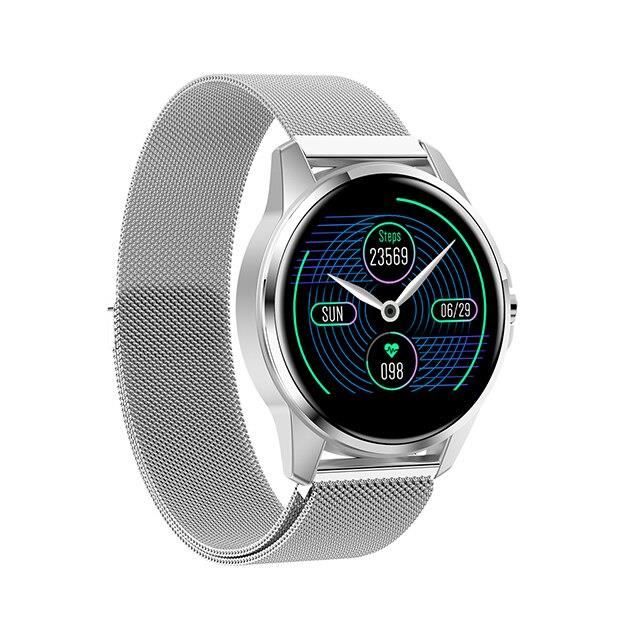 MELANDA 2020 montre intelligente de luxe femmes étanche fréquence cardiaque moniteur de pression artérielle S - Steel Silver - WL011