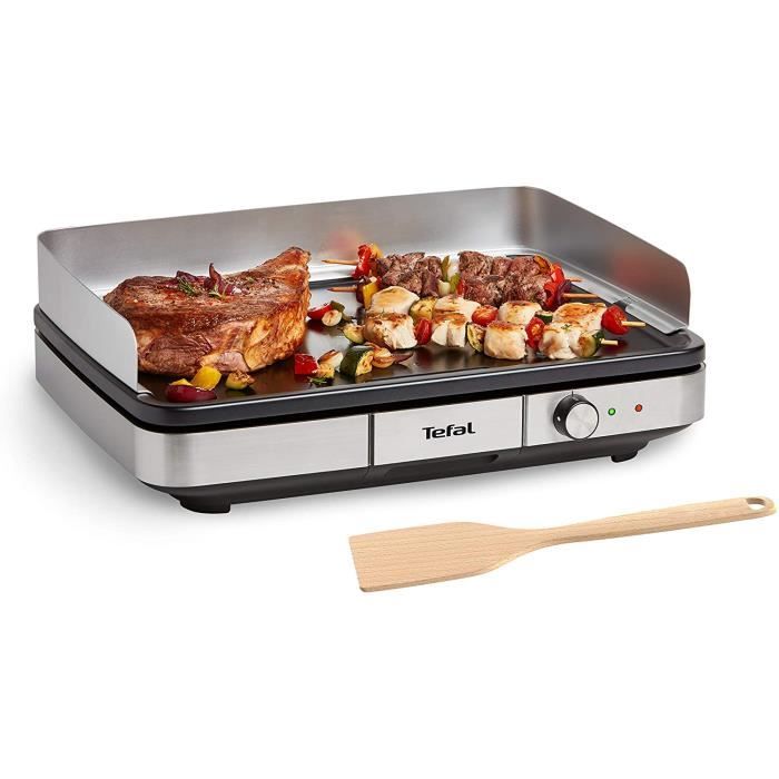 Tefal Plancha Electrique Maxi Plancha XXL 10/12 Personnes Plancha Intérieur et Extérieur Inox CB690D12