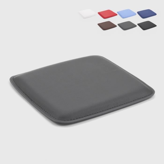 4 Coussins tabouret tolix en similicuir rembourré intérieur et extérieur 27x27 Hop, Couleur: Gris foncé