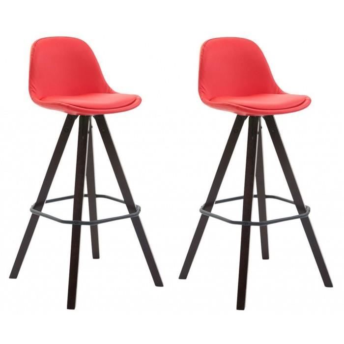 Joli Lot de 2 tabourets de bar reference Sarajevo entierement rembourres en cuir synthetique Square Cappuccino couleur r