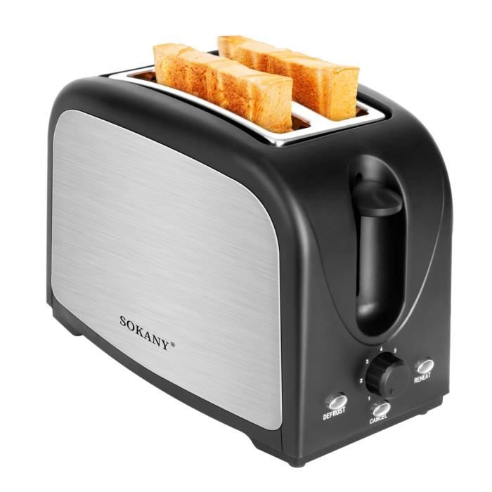 BYONDSELF Toaster Grille Pain Inox 2 Fentes Larges 800W , 7 Niveaux/ Annuler / Réchauffer / Décongeler Vintage Sandwich Toaster