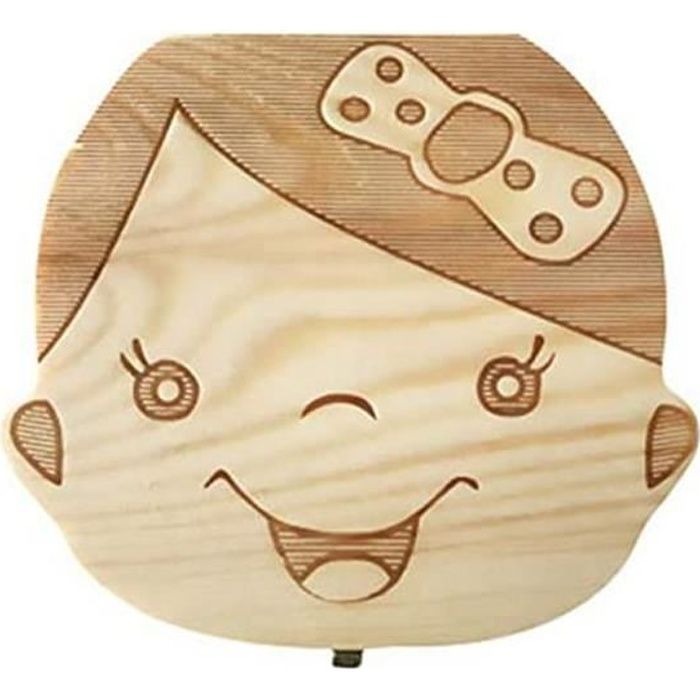Boîte Dents de lait pour Bébé Dents de lait Rangement Enregistrer Cadeaux Boîte en Bois pour Enfants Garçon et Fille Version