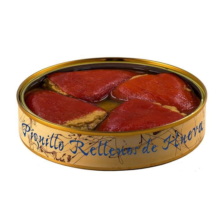 Poivrons Piquillo farcis aux œufs de thon à l'huile d'olive de 280 grammes. Conserves gourmande fabriquée à Barbate (Espagne)
