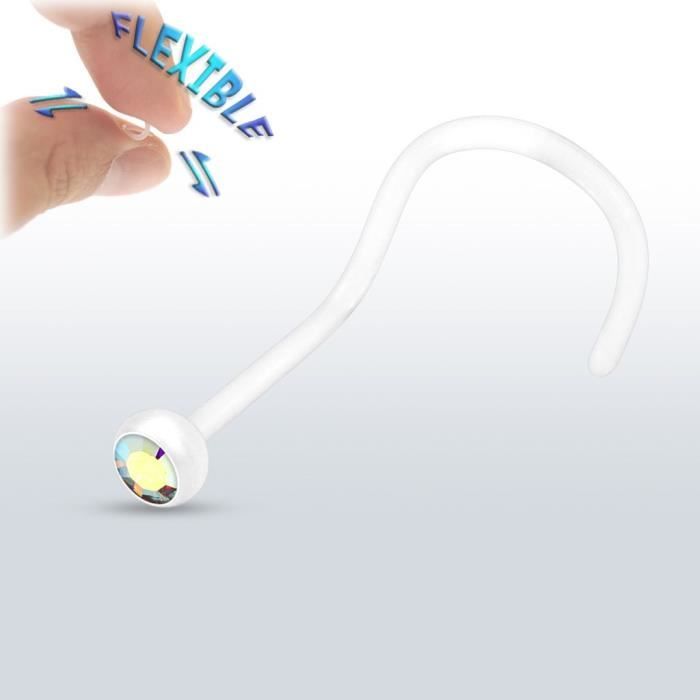 Piercing nez BioFlex Tige Blanche (Aurore Boréale)