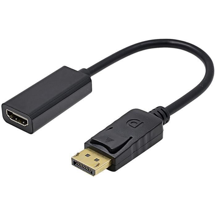 Adaptateur DisplayPort vers HDMI 1080 DPI Full HD Noir