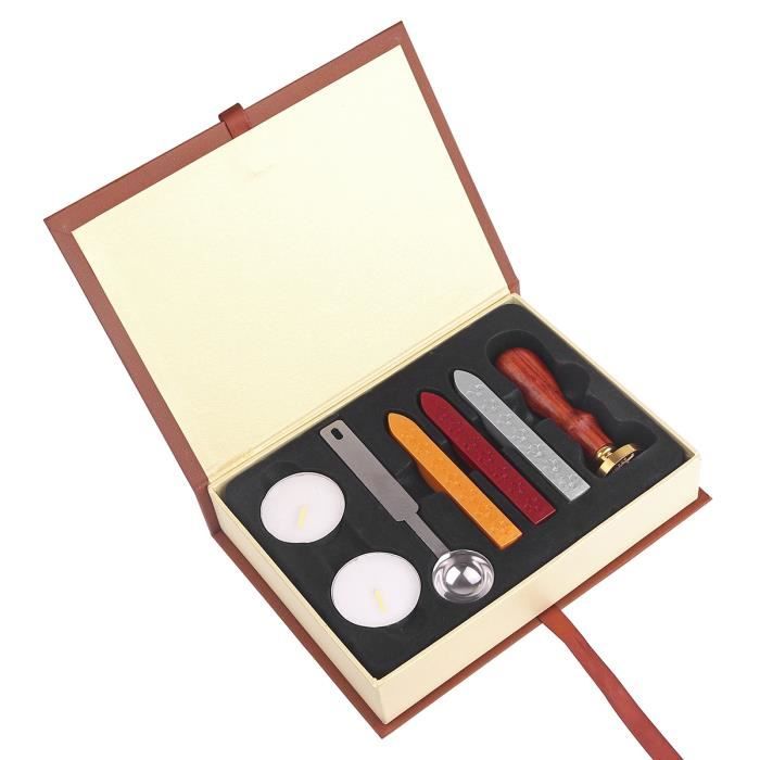 Kit Boîte Sceau À Sceller + Bâton De Cire + Bougie Cachet Tampon Wax Seal Stamp