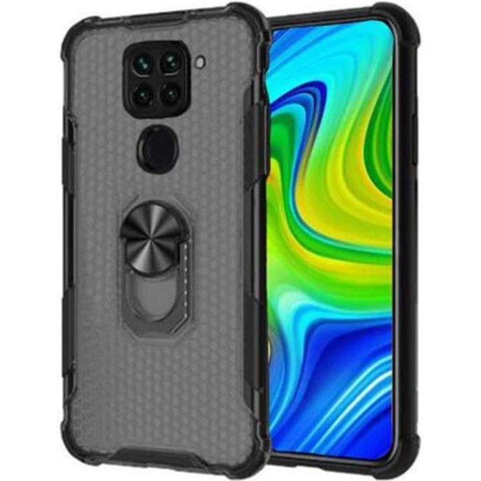 Compatible xiaomi Redmi Note 9 -Coque Résistante Anti Choc avec Anneau Bague Anti Chute béquille