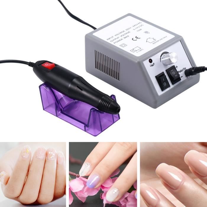 Ponceuse Ongles Électrique - Manucure & Pédicure - 6 Embouts Eu Plug - Gris