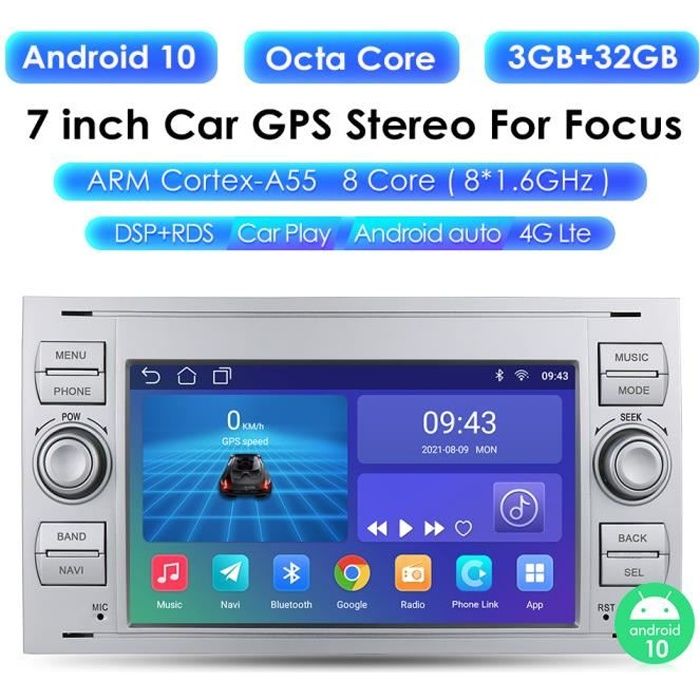3G + 32G 2din Android 10 autoradio GPS pour Ford Mondeo s-max Focus C-MAX Galaxy Fiesta transit Fusion Connect kuga multimédia Navi