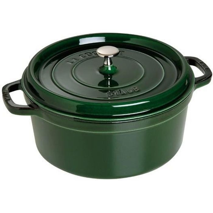 Cocotte en fonte émaillée ronde Staub basilic -…