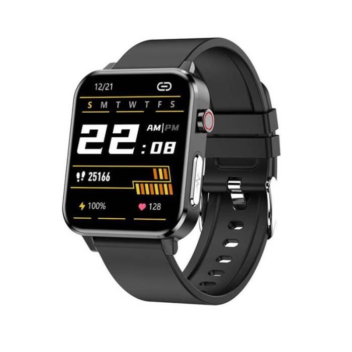 Montre connectée Noir Bluetooth Body Temperature Pression artérielle Fréquence cardiaque Sommeil Santé Surveillance Bracelet Sport