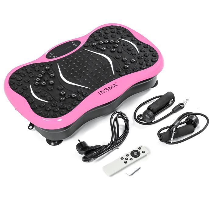 INSMA Plateforme vibrante oscillante Fitness Plaque de vibration 1-299 Vitesse avec Résistance bande Télécommande Bluetooth ROSE