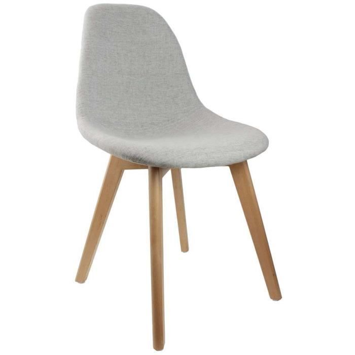 Chaise scandinave en tissu gris et pieds en bois