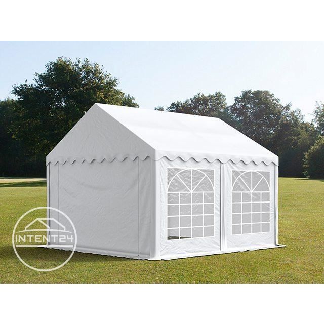 TOOLPORT tente de réception 4x4 m barnum tonnelle PVC env. 500g/m² blanc imperméable 4x4m