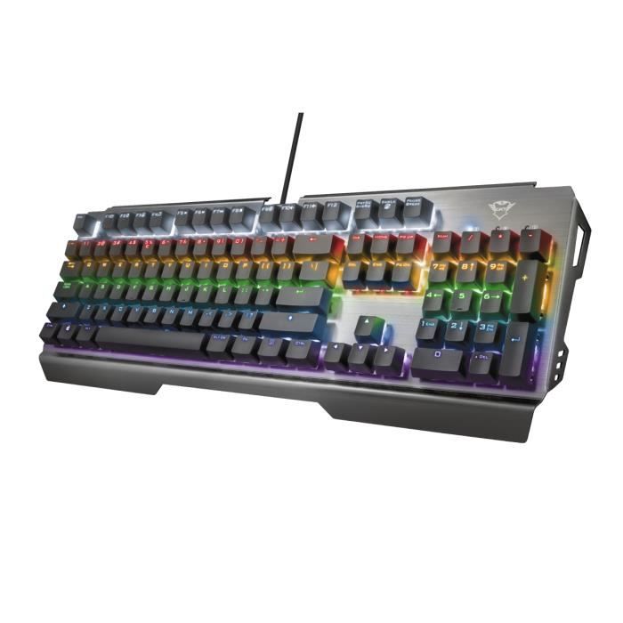 Trust GXT 877 Scarr clavier USB Allemand Noir, Métallique