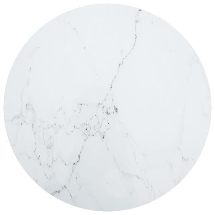 Belleshop - Dessus de table Blanc - diametre de 90x1 cm Verre trempé et design de marbre