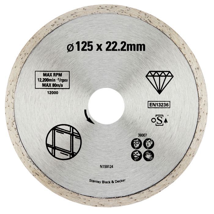 Stanley Disque diamant à bord continu pour carrelage 125x22.2 STA38007 XJ - vue 2