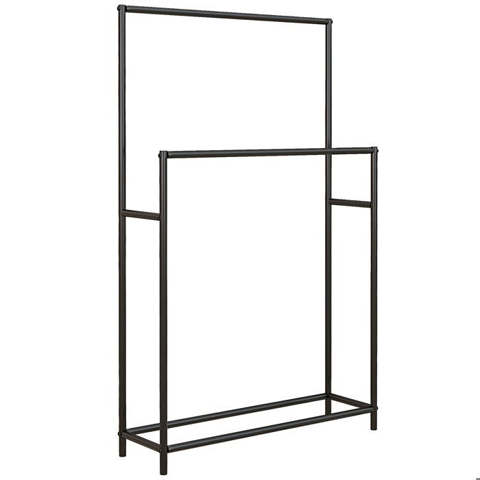 Porte serviettes sur pied - HOMCOM - sèche serviette 2 niveaux en métal pour la salle de bain - dim. 66l x 20P x 110H cm - noir