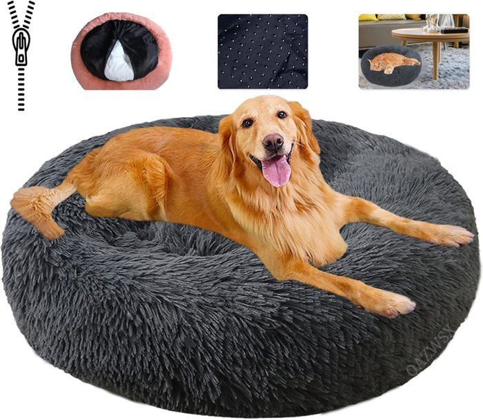 Comparer les prix de Panier Chien Rond Dehoussable,Coussin Très Grand Chien Lit Moelleux Apaisant Chat Confortable,Garder Au Chaud Anti Stress Lavable D