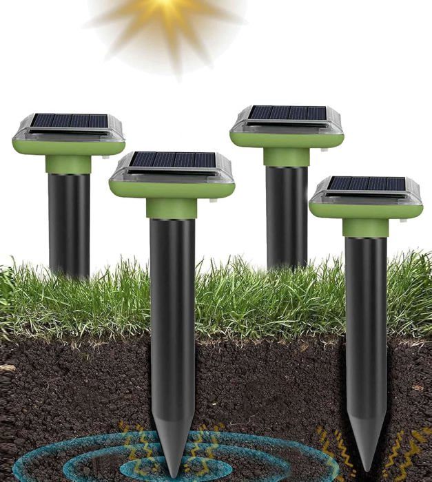 Lot De 4 Répulsifs Solaires Anti-taupes - Ultrasons Pour Jardin, étanches Et Eco