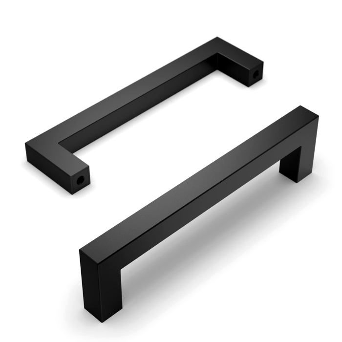 Lot de 10 poignées de meuble noir en acier inox 128 mm (entraxe) — longueur 140 mm