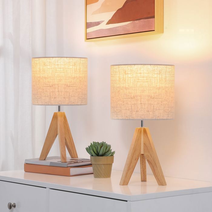 EDISHINE Lampe de Chevet Lot de 2 E27 Douille Trépied VintageAmpoule Incluse Lampe de Table pour Chambre à Coucher Salon Hôtel