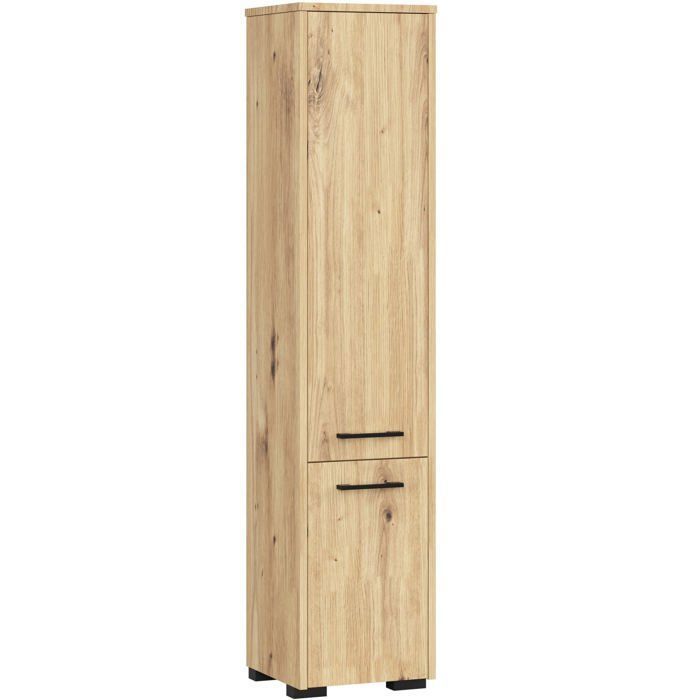Colonne salle de bains AKORD FIN Chêne Artisan 30 cm 2 portes façade Chêne Artisan 5 étagères 30x30x140 cm