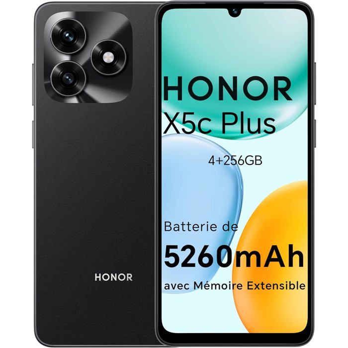 HONOR X5c Plus Smartphone Dual SIM NFC 5260mAh Batterie 4+ 6.74 Pouces 90 Hzécran Confort Téléphone Caméra 50 mégapixels Android 15 MicroSD Extensible
