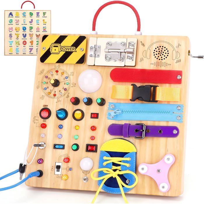 Tableau d'Activités Sensorielles Éducatif pour Tout-Petits avec Poignée