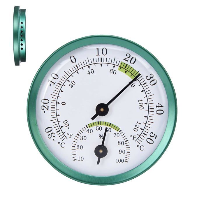 Mini thermomètre et hygromètre électronique de haute précision en alliage daluminium - Vert