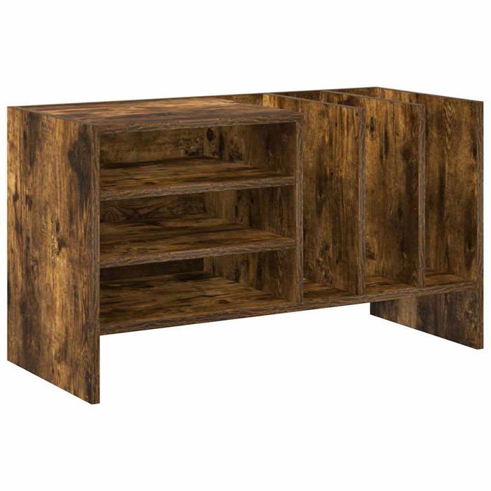 Meuble à vinyles en bois dingénierie - vidaXL - Chêne fumé - 785x35x45 cm - 6 étagères - Rangement LP et magazines