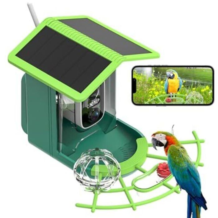 Mangeoire oiseaux extérieure avec caméra - ZOR® - Vision nocturne HD 4K - Étanche IP65 - Panneau solaire