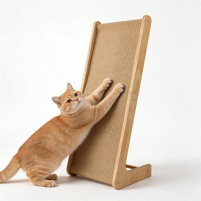 Griffoir pour Chat en Forme de L 2 en 1 Grattoir Chat en Sisal Naturel et Bois Massif Planche à Gratter pour Protection de GRIFFOIR