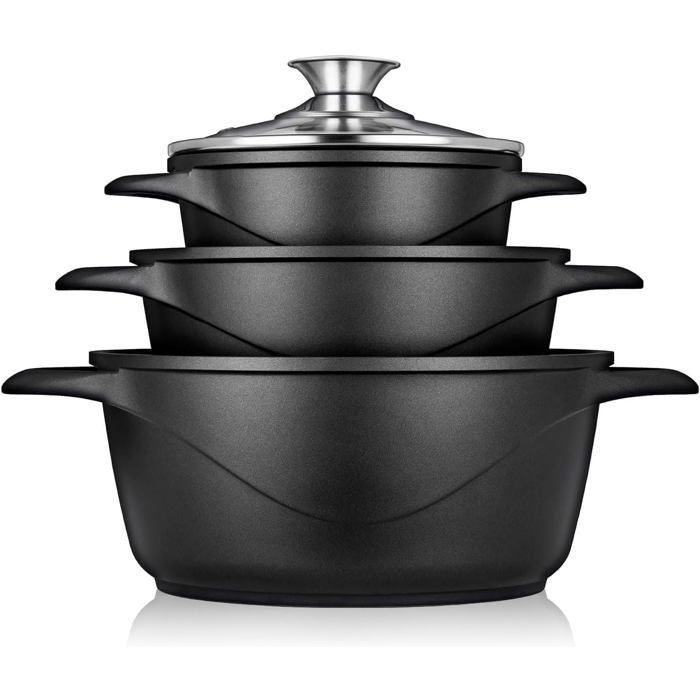 Batterie de cuisine induction - LEVYS - 6 pièces - Antiadhésif- Fonte daluminium