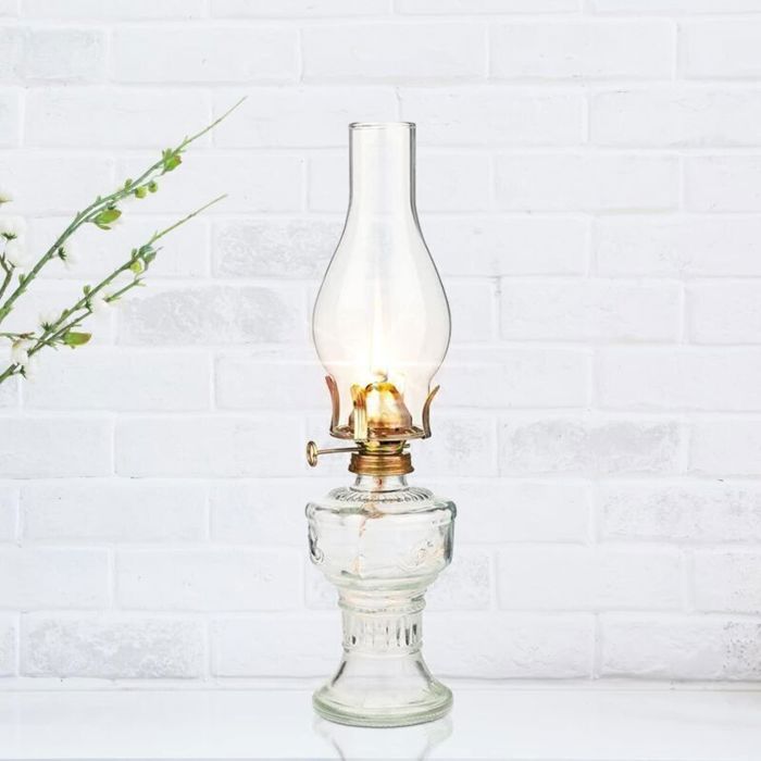 Lampe à pétrole en verre de 32 cm lampe à huile en verre classique rétro lampe de décoration pour la maison grande capacité