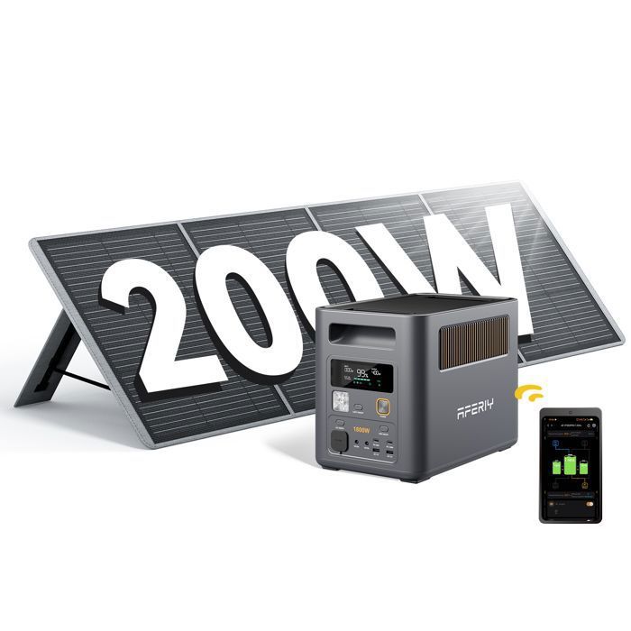 Station énergie portable - AFERIY - Nomad1800 Pro - 1800W - 1024Wh LiFePO4 - Panneau solaire 200W
