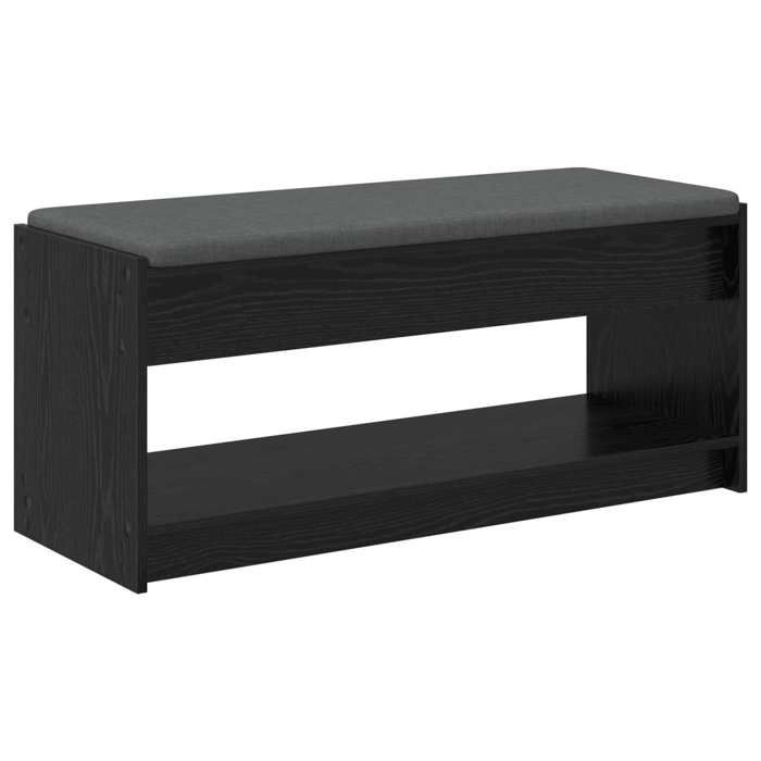 Noir Banc coffre -  Banc dentrée avec coussin Chêne noir 103x38x45 cm m8450