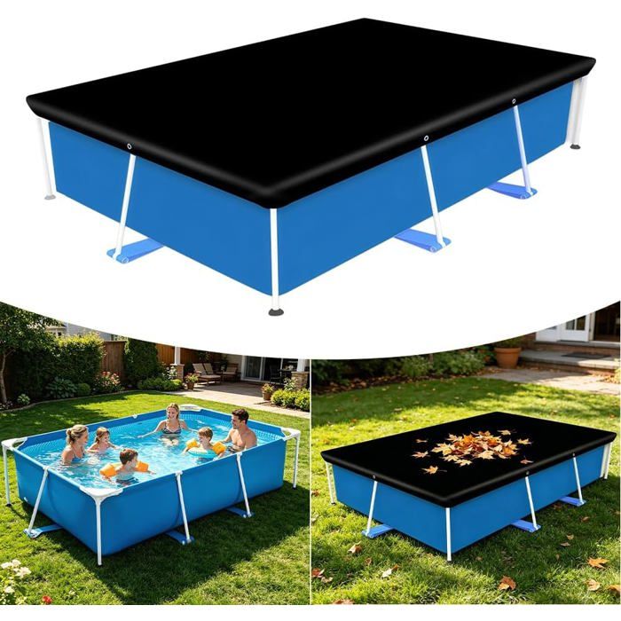 Bâche de piscine rectangulaire - 221 x 150 cm - Pour piscines hors-sol - Rectangulaire - Étanche à la poussière - Durable