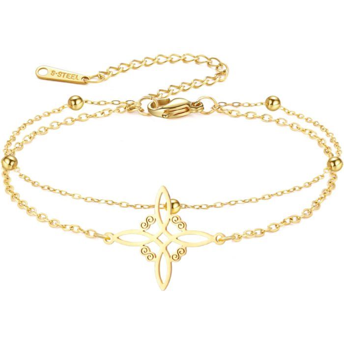 Bracelet Nœud De Sorcière Acier Inoxydable Bracelet Réglable Amulette De Protection Nœud Celtique Bijoux Wicca Mystiques Pou[PP313]