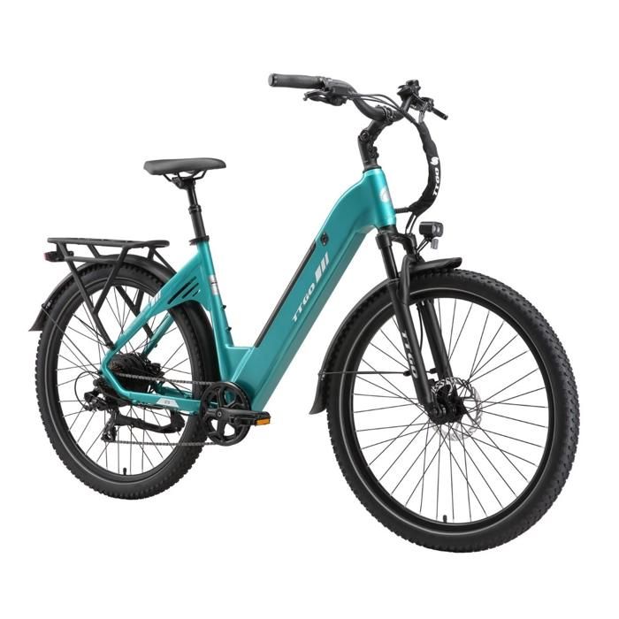 Vélo Électrique Ville TTGO C5 27 5 250W 70Nm Batterie 48V 13 5Ah Amovible110km 7 Vitesses Freins Hydrauliques VAE 25km/h-vert