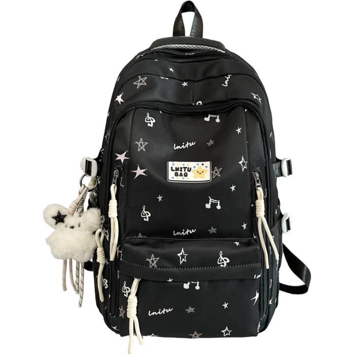XJYDNCG Sac à Dos EnfantCartable Fille Primaire CollègeSac à Dos Scolaire Grande Capacité Style Minimaliste - Noir
