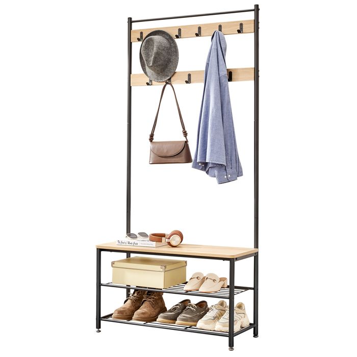 Grande armoire XL avec banc à chaussures, portemanteaux et porte