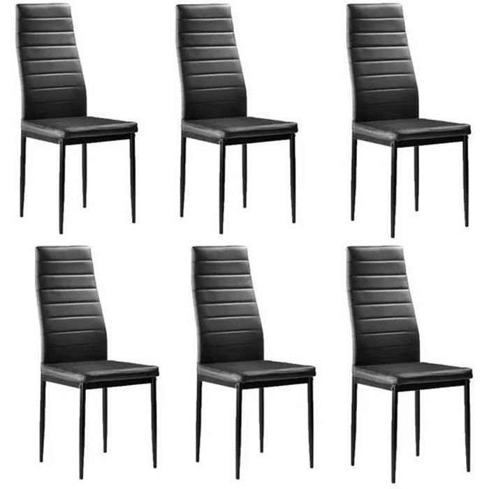 ALIGHTUP Lot de 6 chaises de salle à manger tapissées en PU Noir