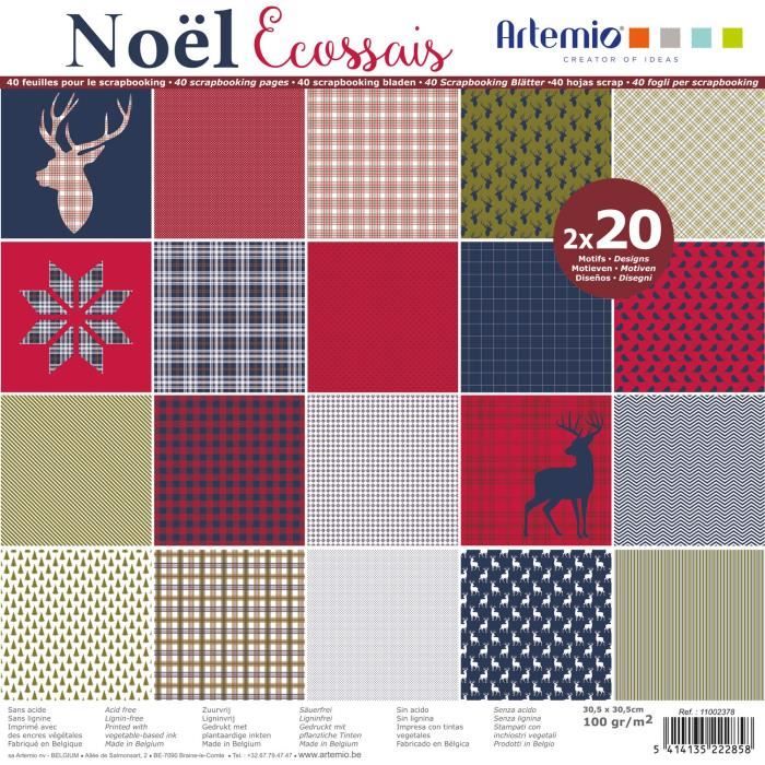 Lot 24 Feuilles Papier Noël 15x15 Cm – Motifs Doubles Face – Pour Cartes, Scrapbooking, Déco – DIY Créatif