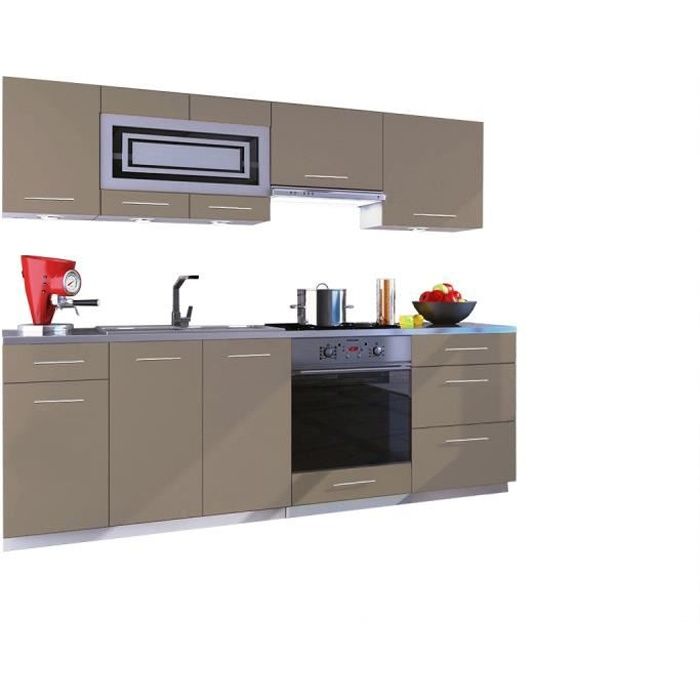 Meuble de cuisine GIOVANNA - taupe mat - 8 éléments - 240cm - design contemporain