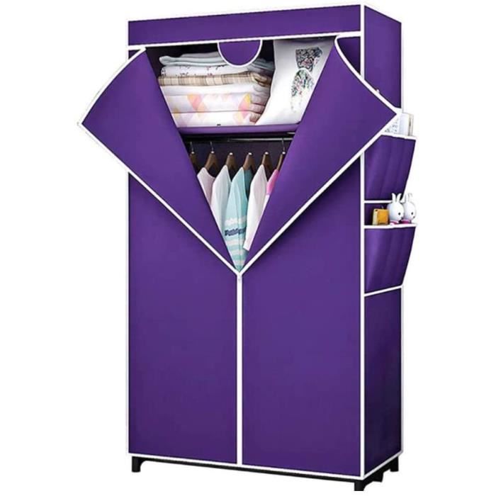 CXVBVNGHDF Armoire en Toile Armoire en Tissu Armoire Portable avec 2 étagères de Rangement Rail