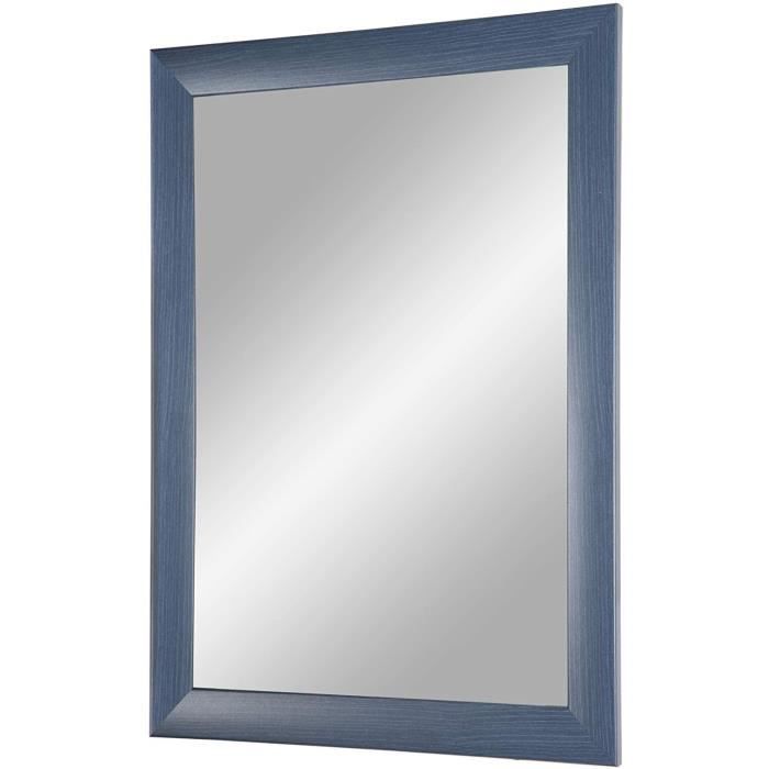 Miroir mural 70x90 cm avec cadre (Noir brillant), comprenant un miroir