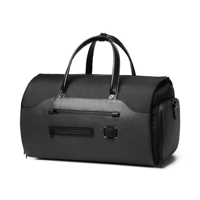Noir sac de voyage multifonction pour hommes rangement de costume bagage de grande capacite sac a main d