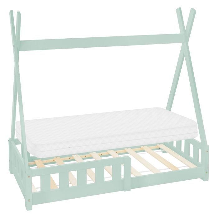 Lit denfant avec protection contre les chutes et sommier à lattes 70x140 cm Menthe en pin ML-Design Lit denfant avec protection contre les chutes et sommier à lattes 70x140 cm Menthe en pin ML-Design