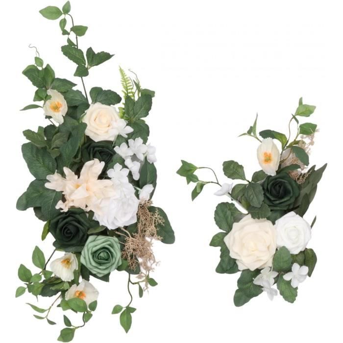 Fleurs d'arche de mariage artificielles - QQMORA - 2 pièces - Blanc